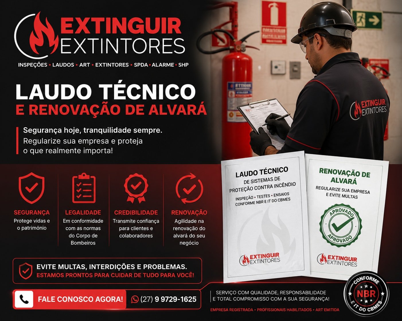 Laudo técnico e renovação de alvará do Corpo de Bombeiros
